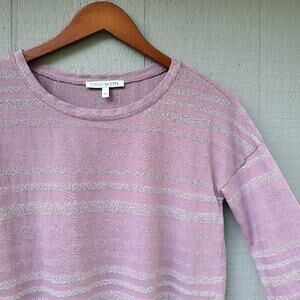 Next Petite Metallic Stripe Top Round Hem Purple 8